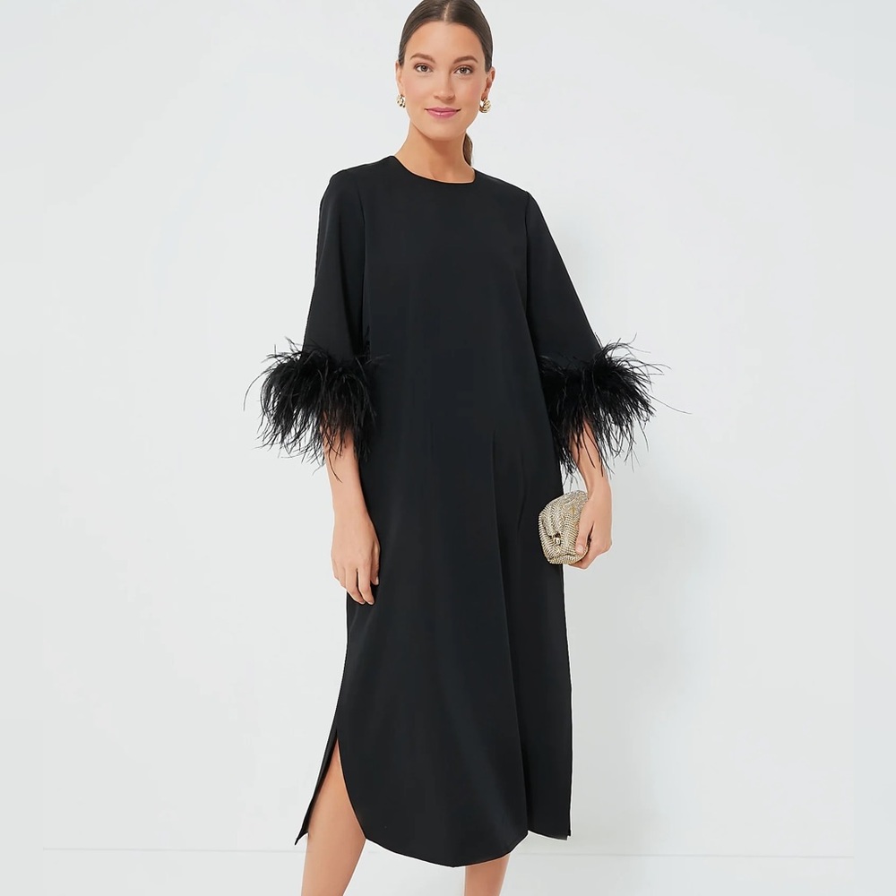 TUCKERNUCK Black Feather Jamie Dress small